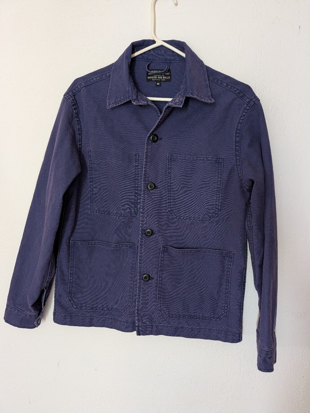 Imogene and Willie Chore Jacket Mens Xs Blue Indigo Cotton Canvas Workwear Coat